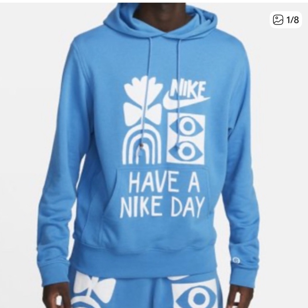 Nike Blue Graphic Men's Terry Hoodie